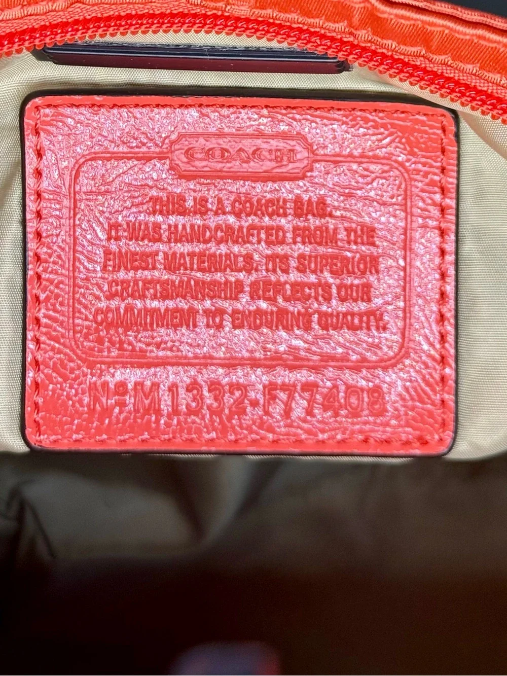 Coach Getaway Bright Coral Orange Zip Top Handbag Shoulder Bag F17740